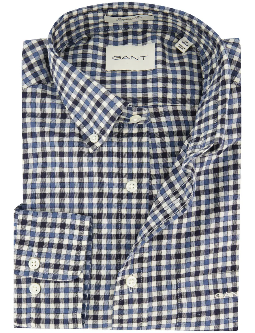 Gant Regular Fit casual overhemd blauw geruit