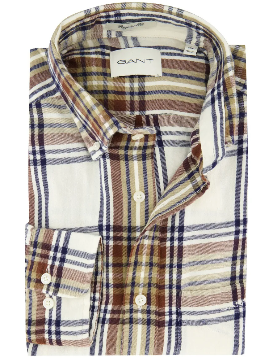 Gant overhemd regular fit bruin geruit