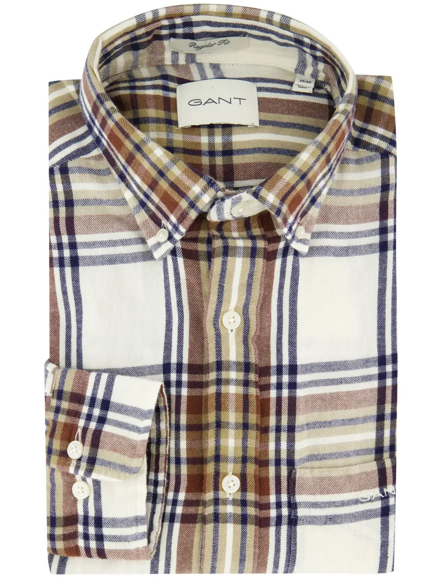 Gant overhemd regular fit bruin geruit