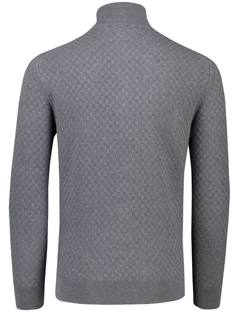 trui Gant grijs effen normale fit katoen half zip