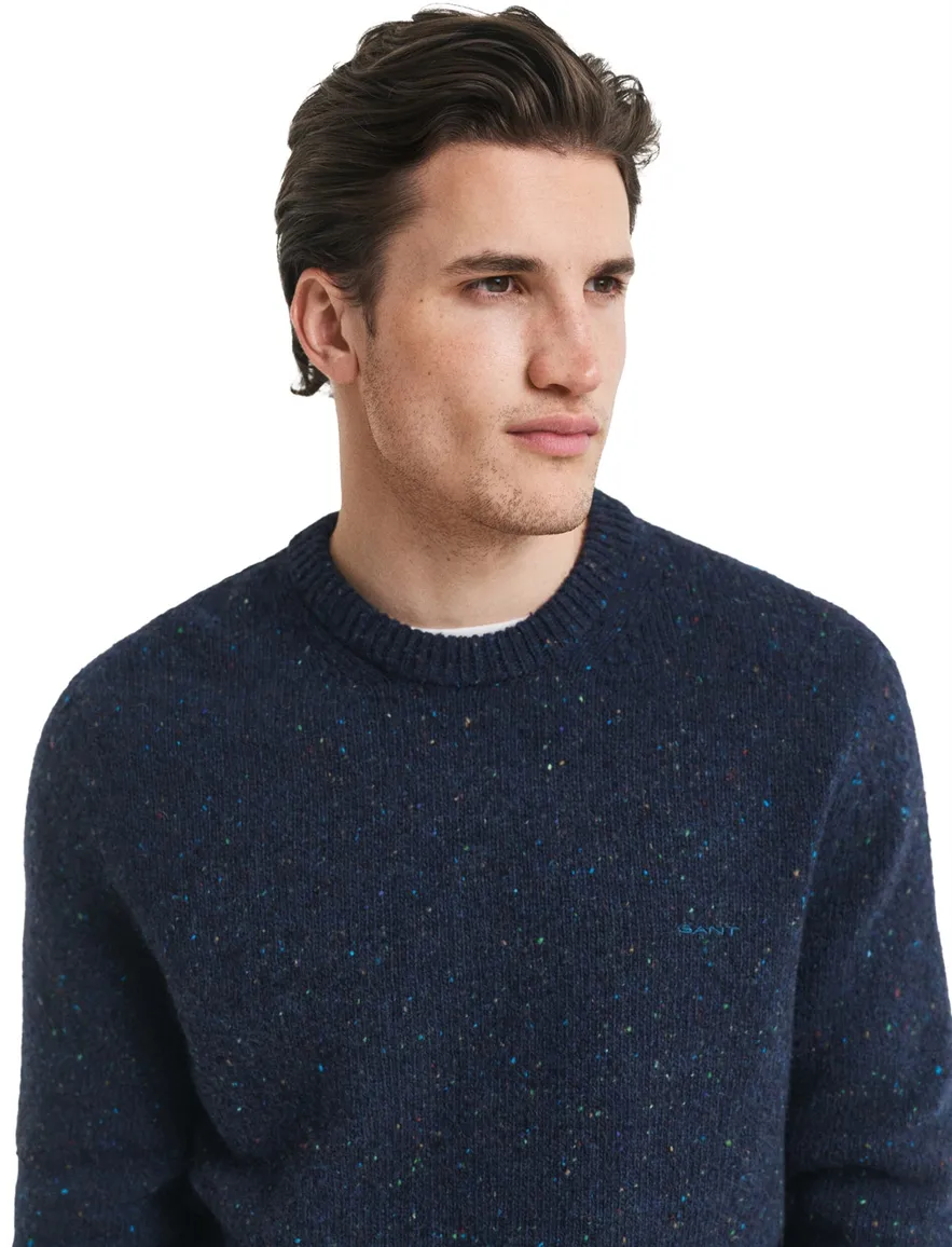 Gant regular fit trui donkerblauw gemêleerd