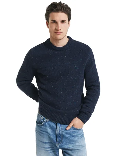 Gant Gant regular fit trui donkerblauw gemêleerd
