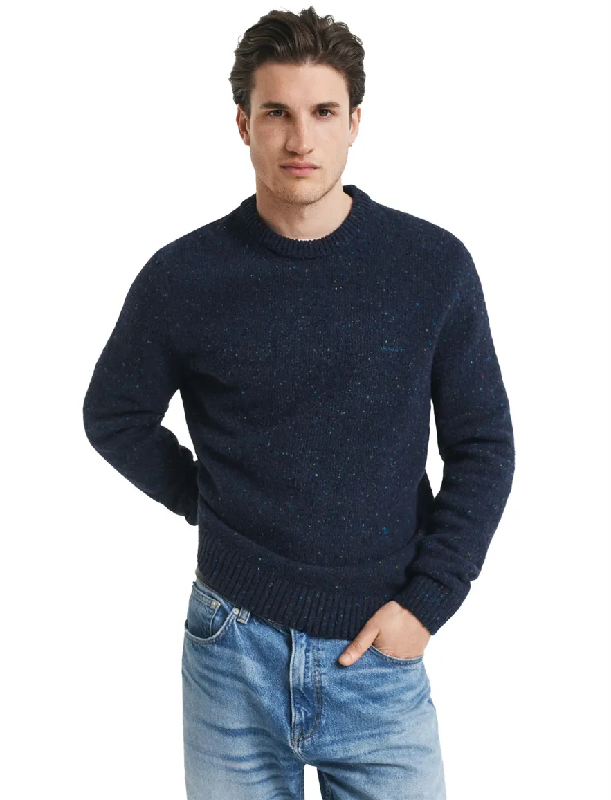 Gant regular fit trui donkerblauw gemêleerd