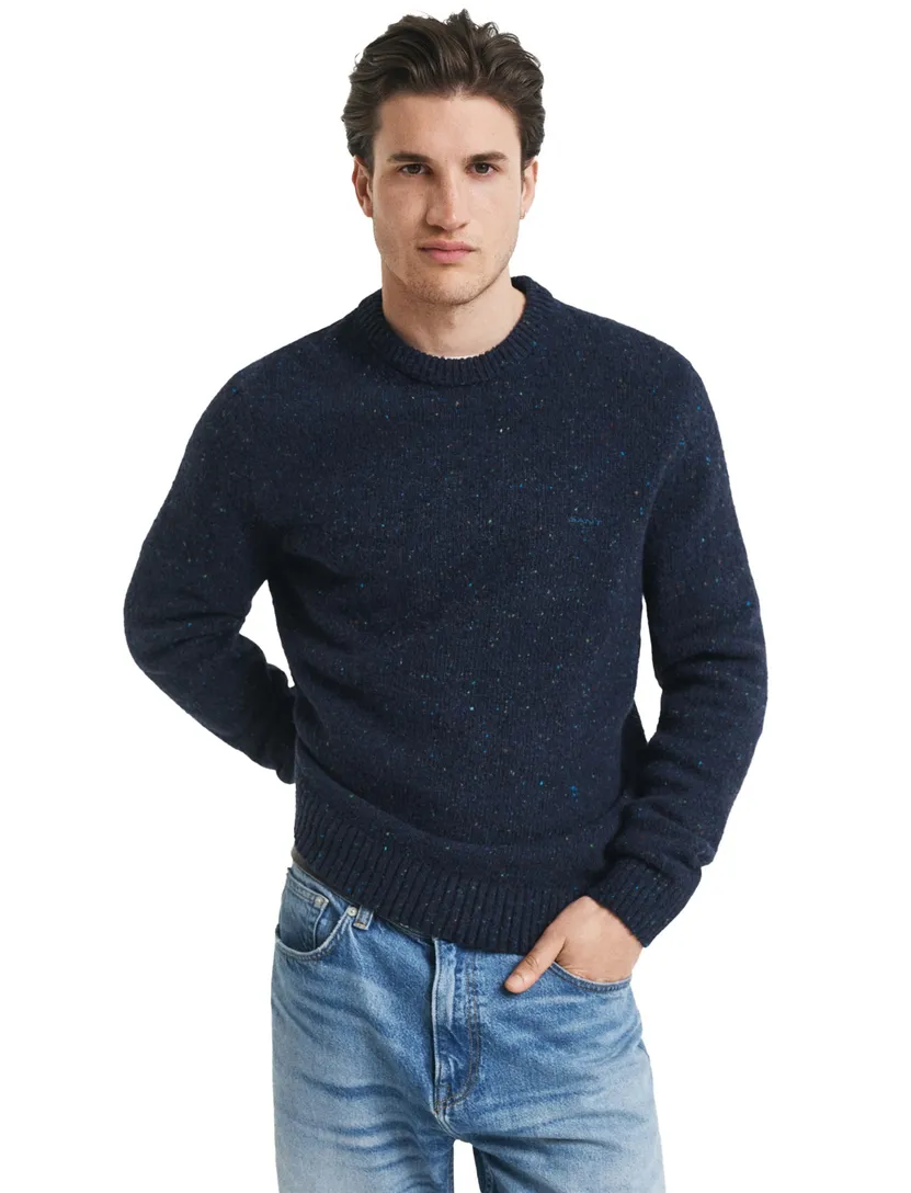Gant regular fit trui donkerblauw wol