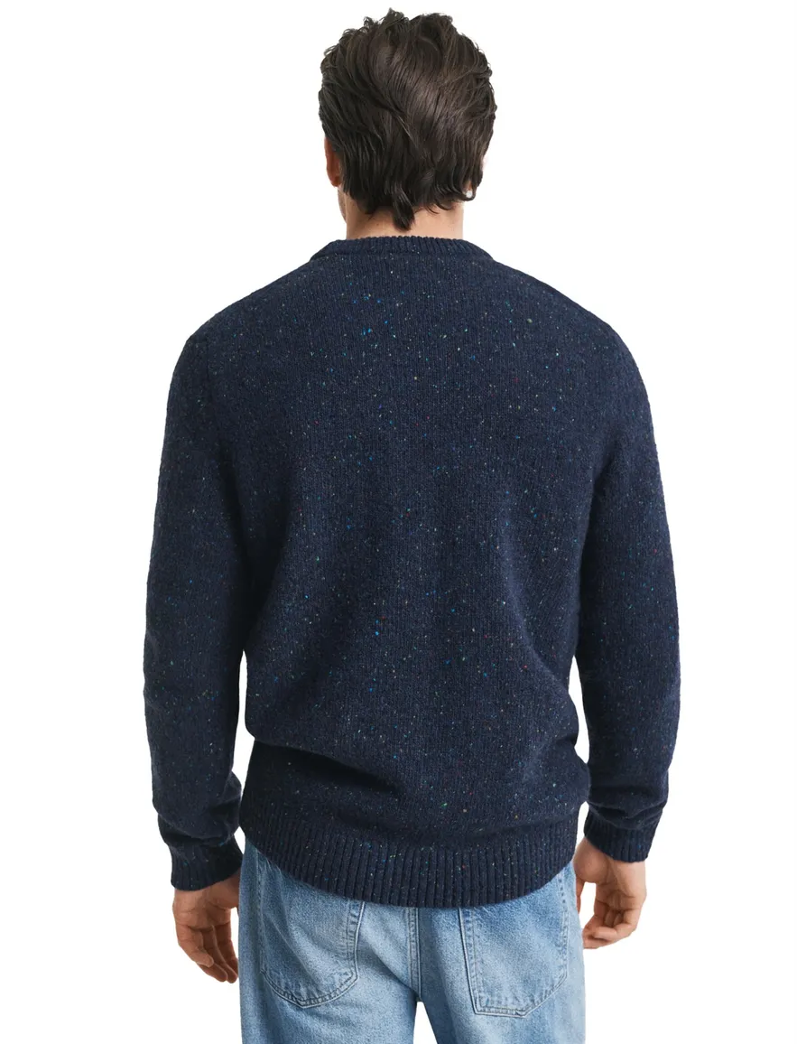 Gant regular fit trui donkerblauw gemêleerd