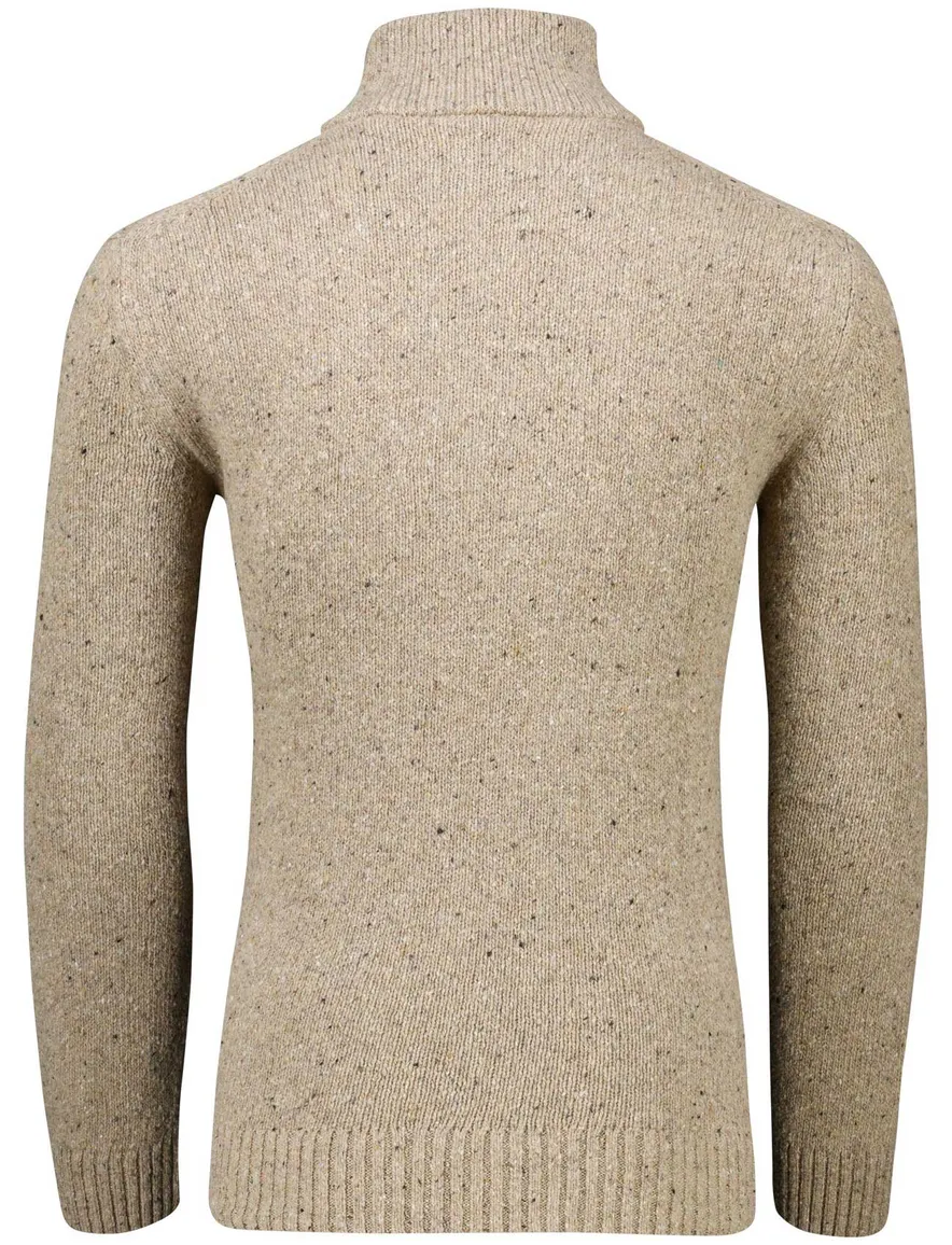 Gant Trui Beige Jacquard Half zip knopen
