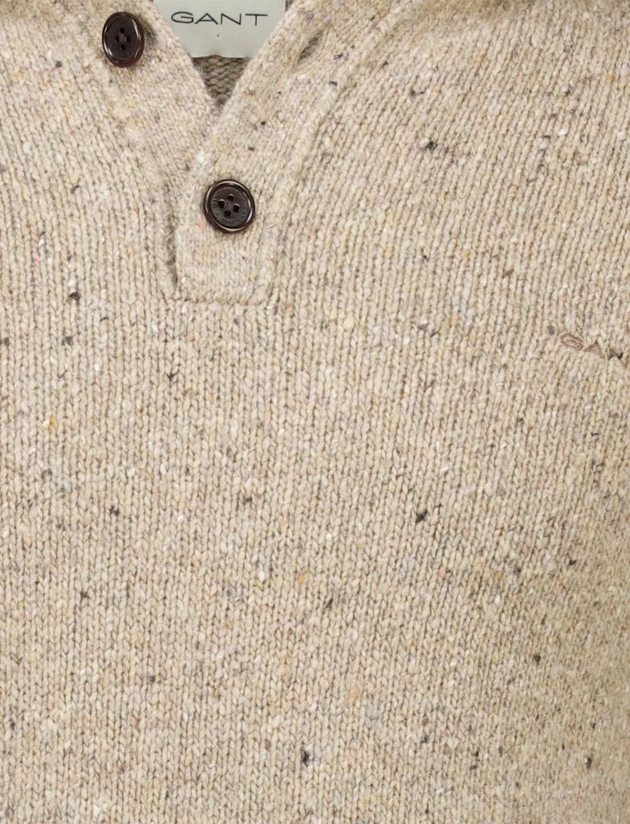 Gant Trui khaki Jacquard Half zip knopen