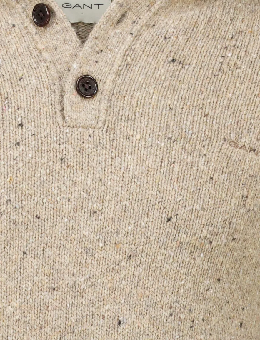 Gant Trui khaki Jacquard Half zip knopen