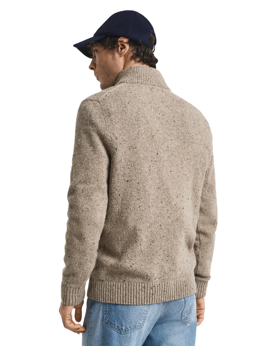 Gant Trui khaki Jacquard Half zip knopen