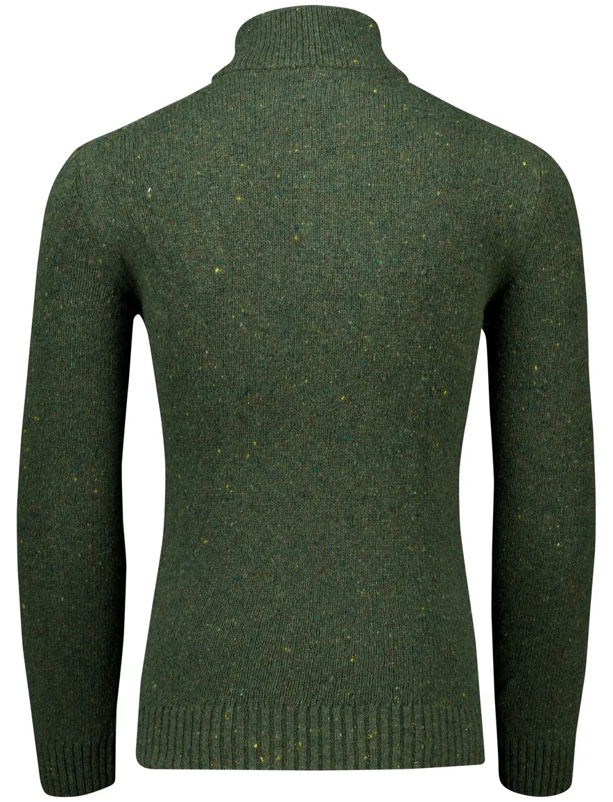 Gant Trui Groen Jacquard Half zip knopen gemêleerd