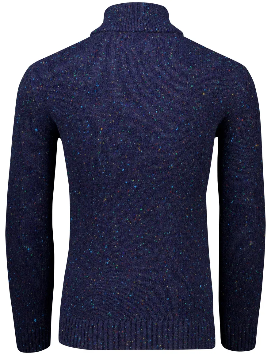 Gant Trui Donkerblauw Jacquard Half zip knopen gemêleerd