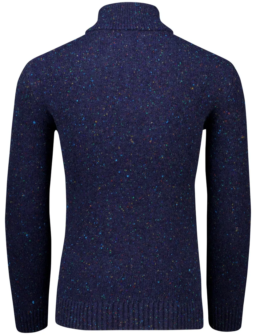 Gant Trui Donkerblauw Jacquard Half zip knopen wol