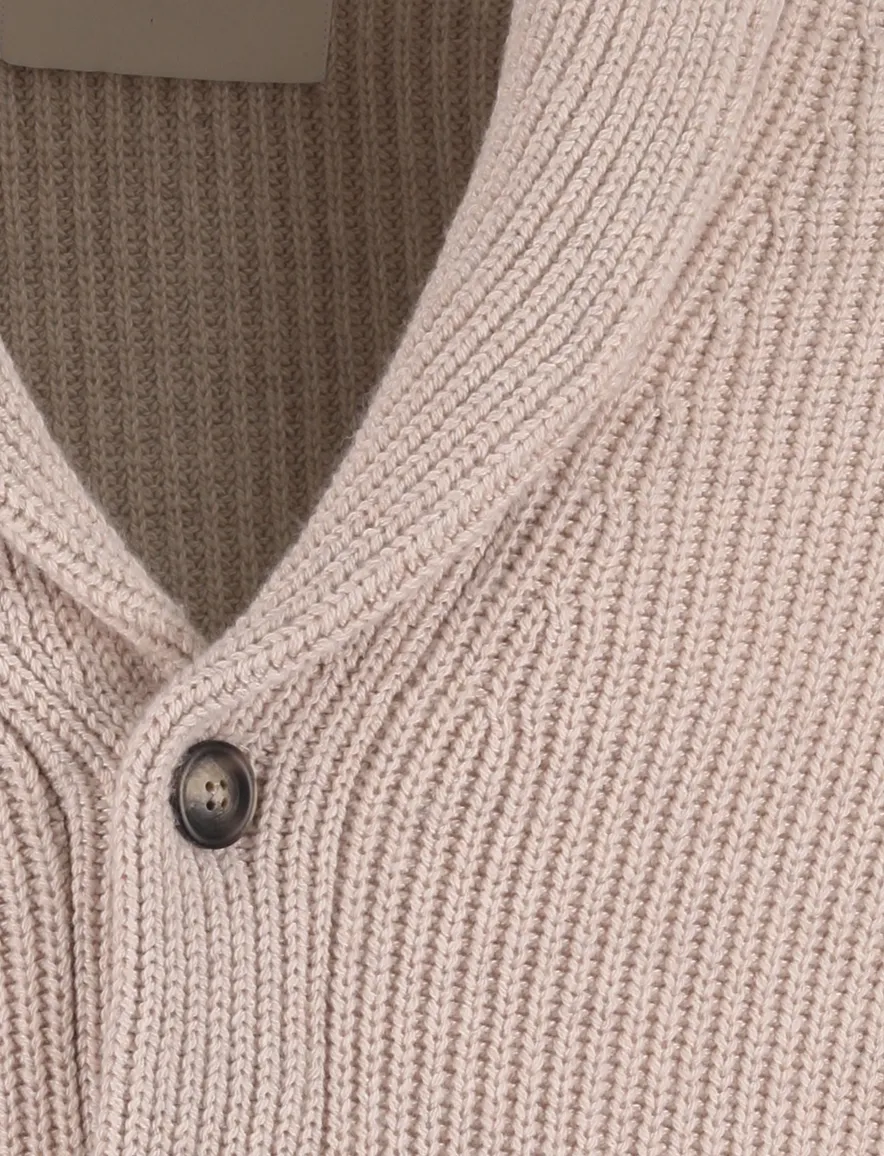 Gant Vest Beige gebreid omgeslagen kraag knopen