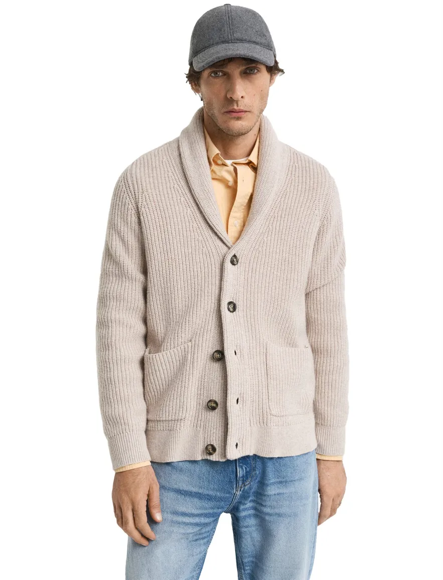 Gant gebreid vest wol beige