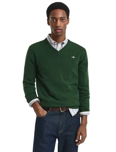 Gant V-hals trui Gant groen lamswol