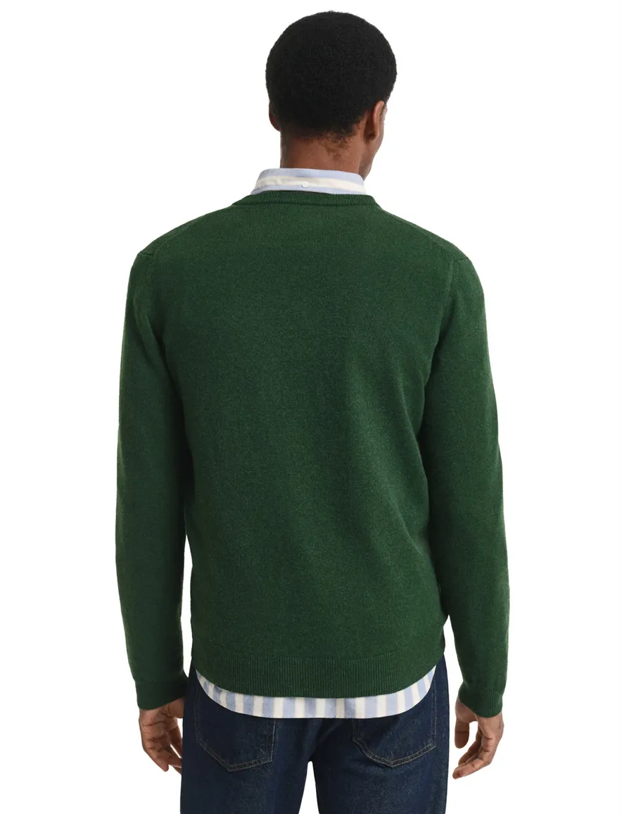 Gant v-hals trui lamswol groen