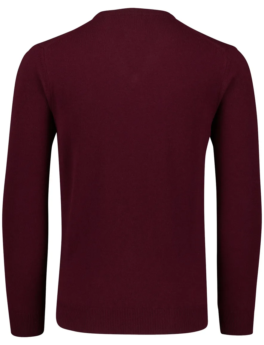 Gant trui bordeaux gebreid v hals lamswol