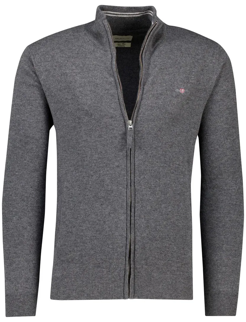 vest Gant antraciet gemeleerd met rits