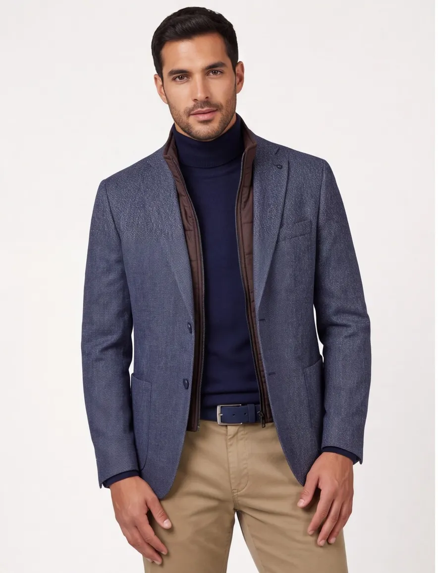 Digel Colbert blauw modern fit uitneembare inzetjas wol