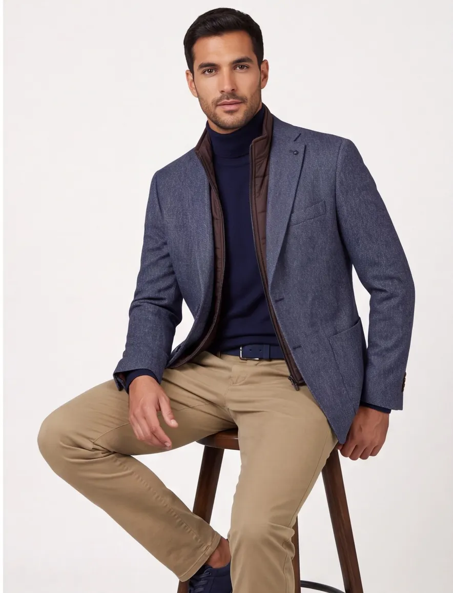 Digel Colbert blauw modern fit uitneembare inzetjas wol