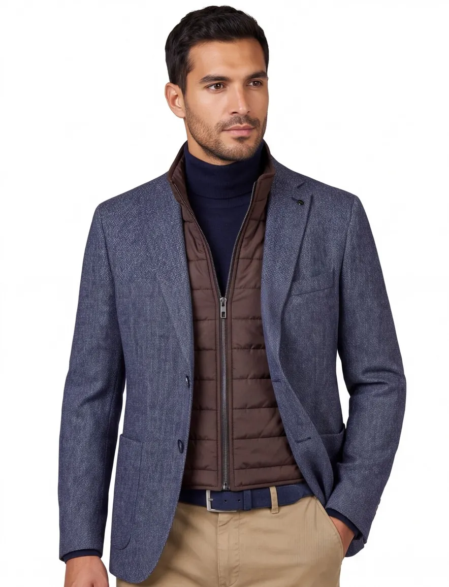 Digel Colbert blauw modern fit uitneembare inzetjas wol