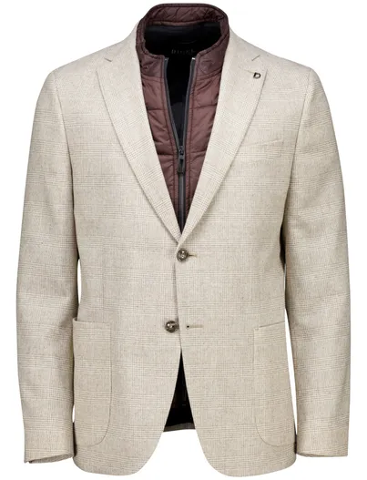 Digel Digel colberts creme Modern Fit geruit met rits