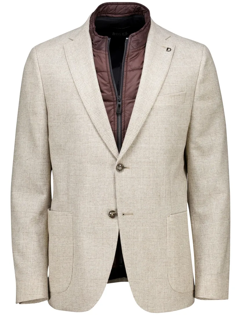 Digel colberts creme Modern Fit geruit met rits