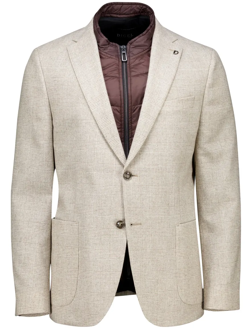 Digel colberts creme Modern Fit geruit wol