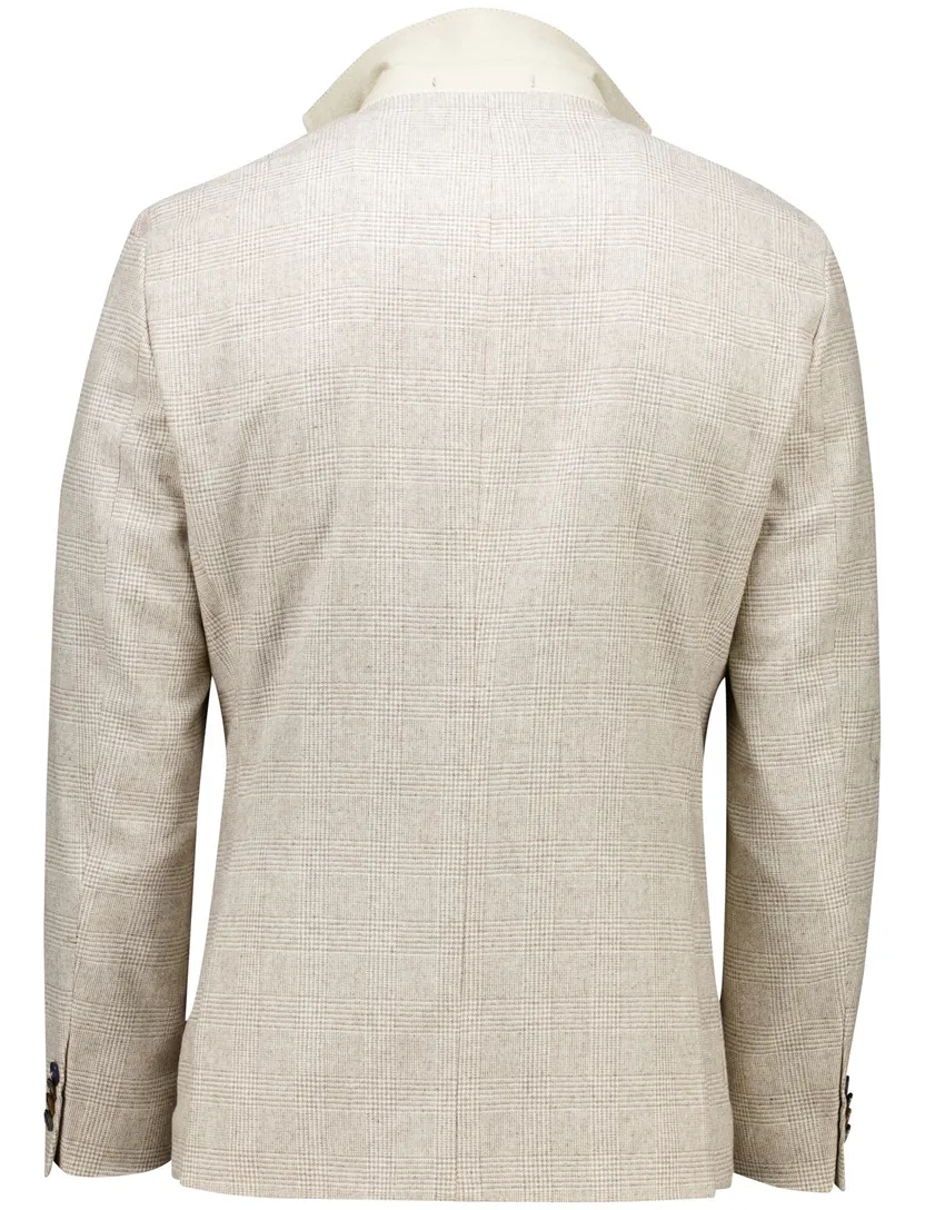 Digel colberts creme Modern Fit geruit met rits