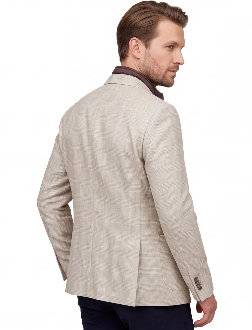Digel colberts creme Modern Fit geruit