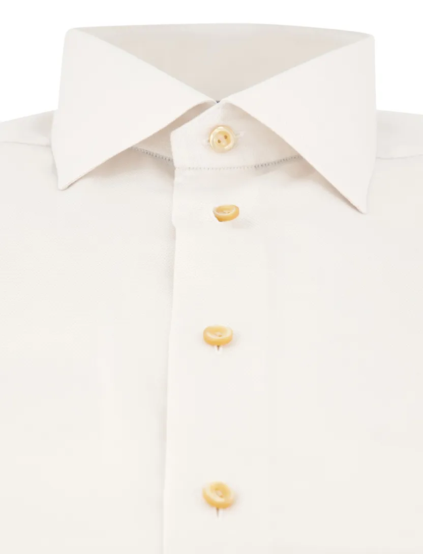 katoenen Eton overhemd creme effen normale fit