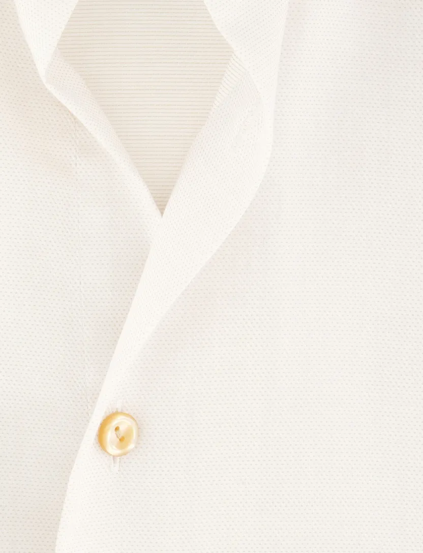 katoenen Eton overhemd creme effen normale fit