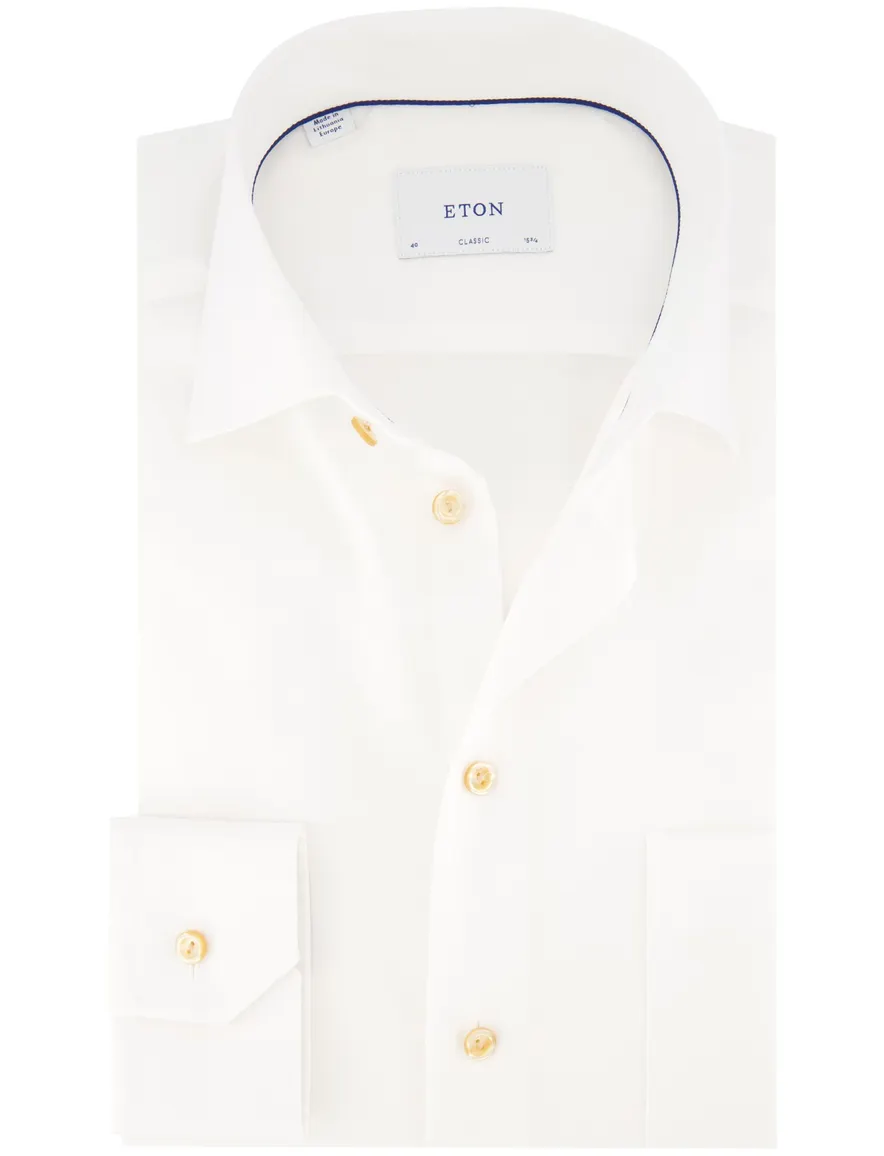 Eton overhemd wit Semi Solid Twill katoen