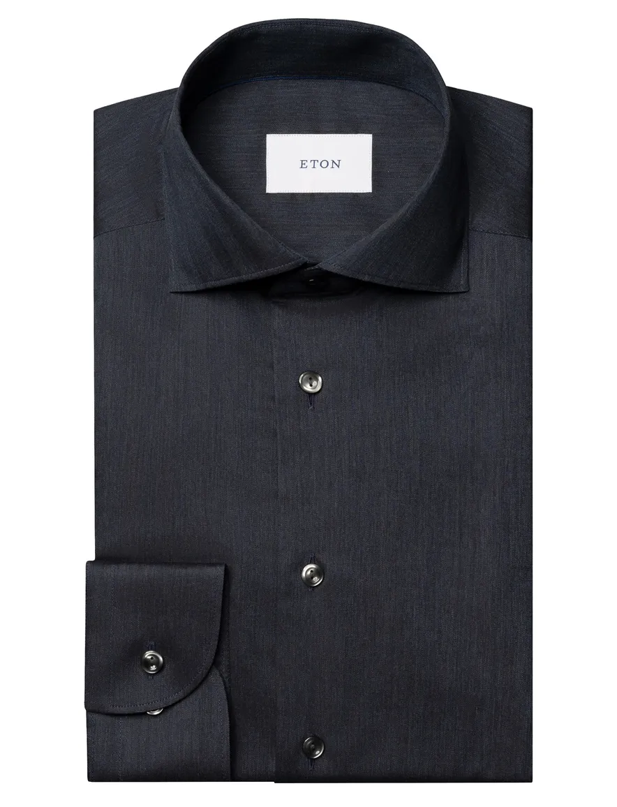 Eton slim fit business overhemd donkerblauw strijkvrij