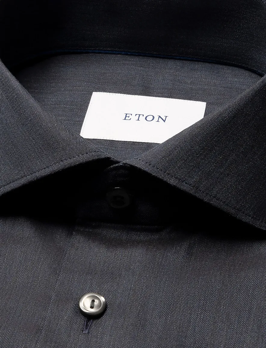 Eton slim fit business overhemd donkerblauw strijkvrij