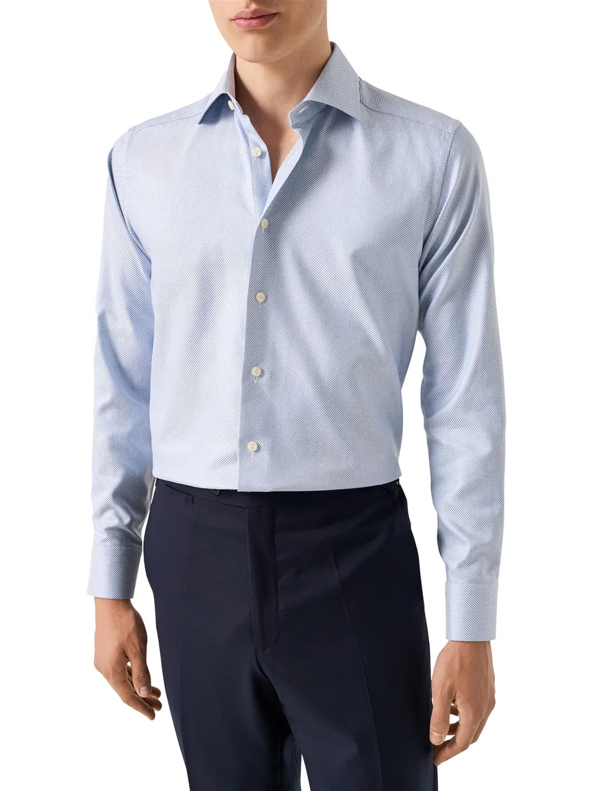 Eton contemporary fit business overhemd lichtblauw gestreept