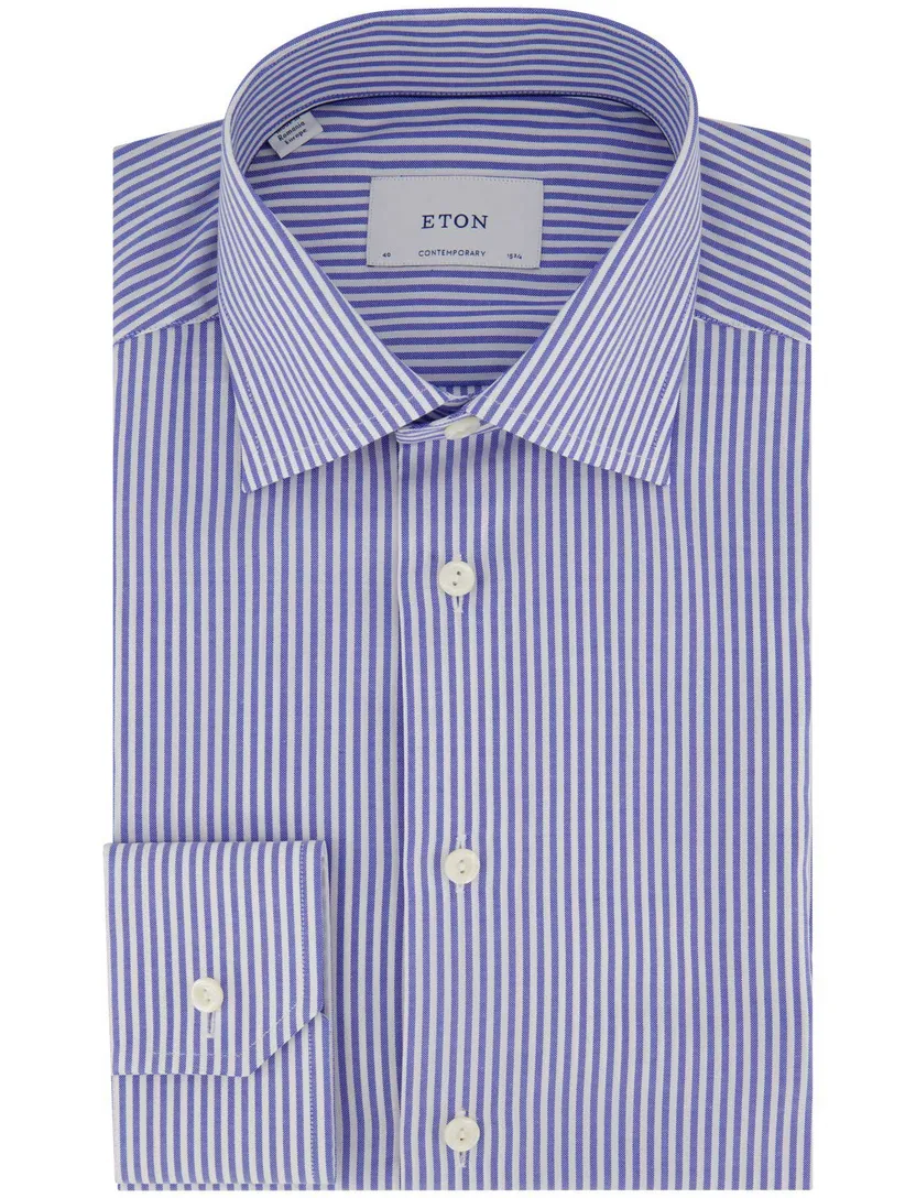 Eton contemporary overhemd blauw gestreept