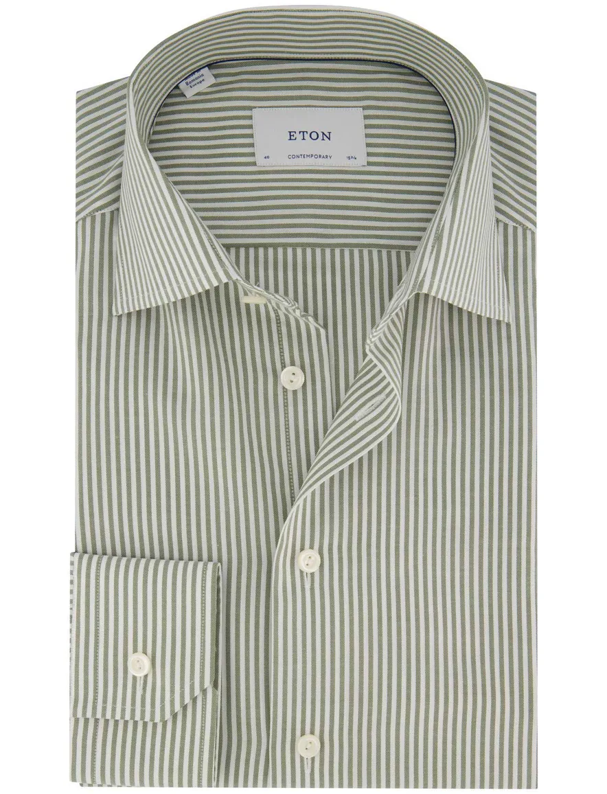 Eton contemporary overhemd gestreept groen