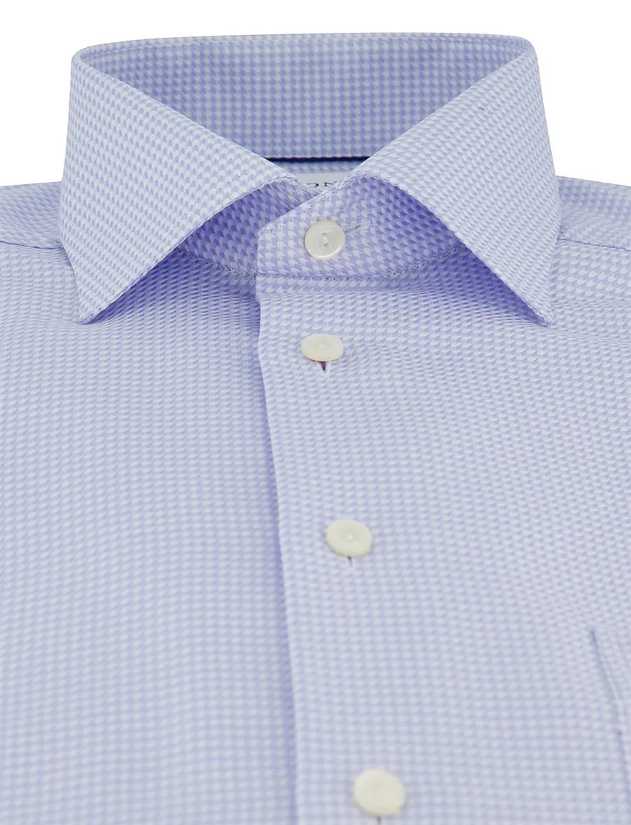 Eton Houndstooth King overhemd geruit lichtblauw katoen