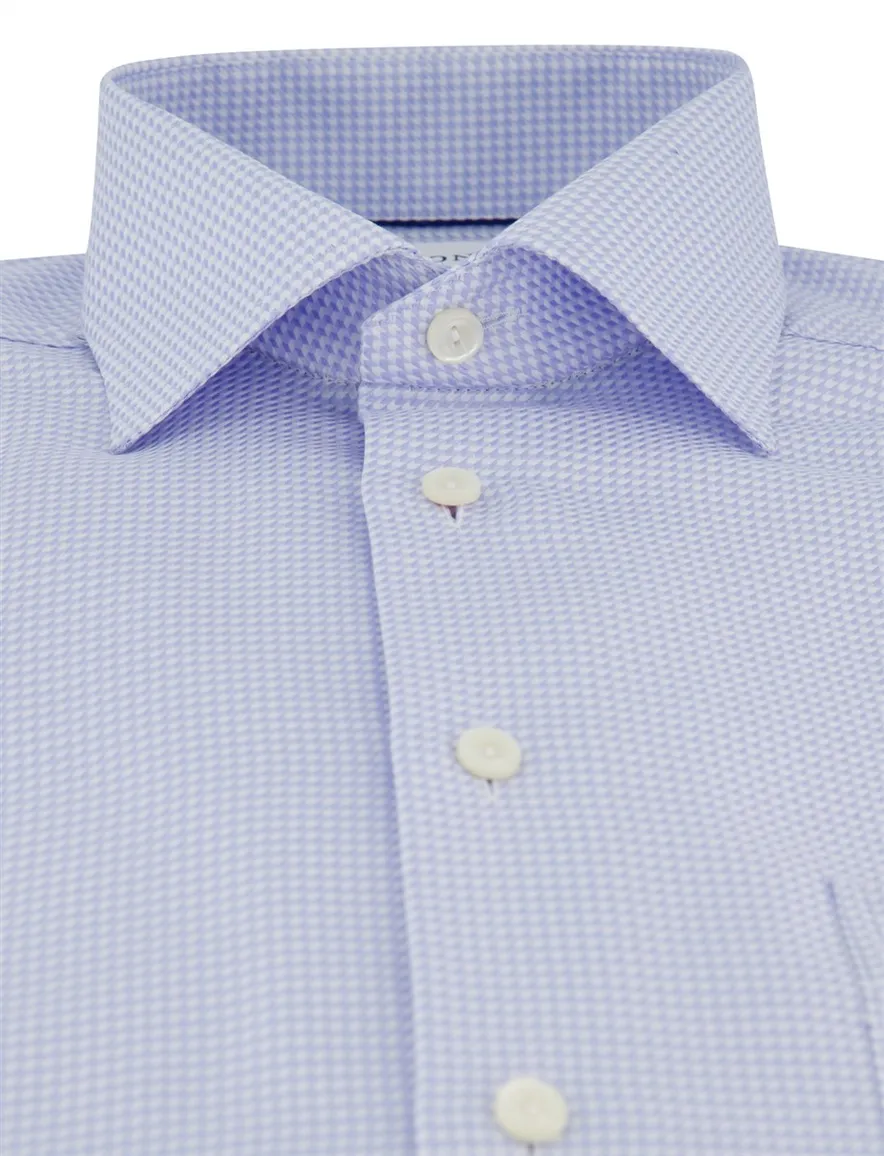 Eton Houndstooth King overhemd geruit lichtblauw