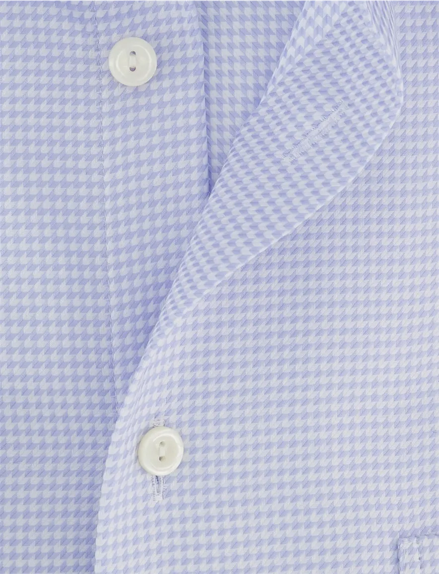 Eton Houndstooth King overhemd geruit lichtblauw katoen