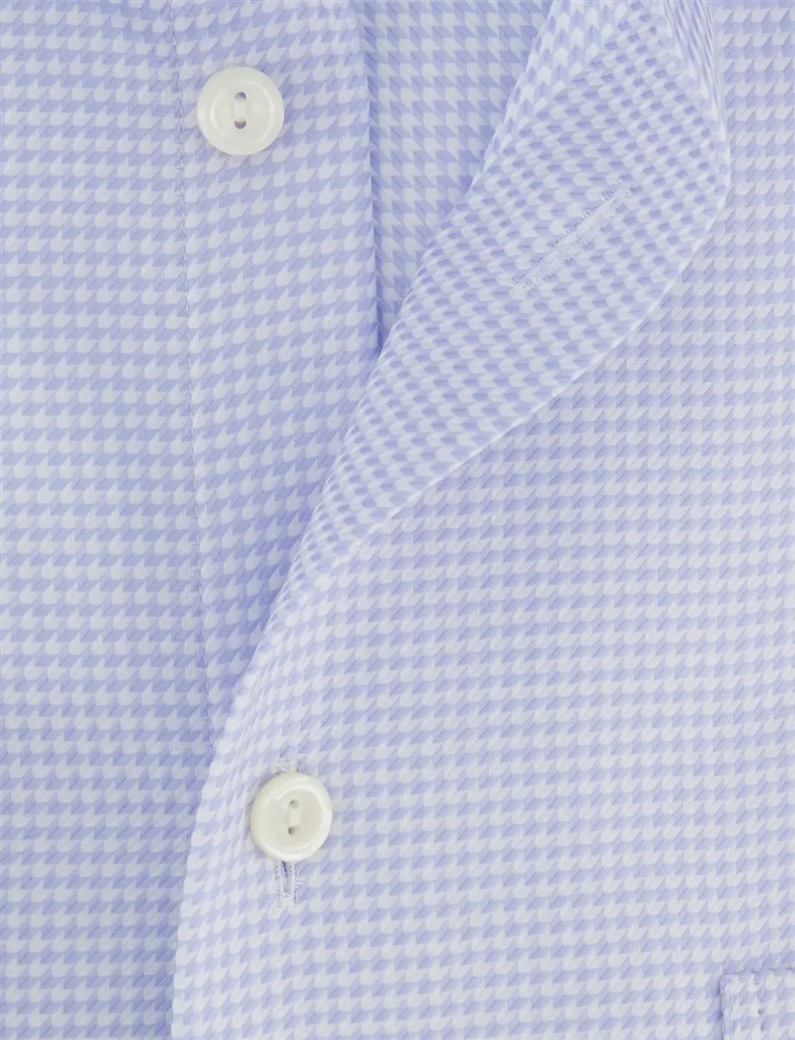 Eton Houndstooth King overhemd geruit lichtblauw