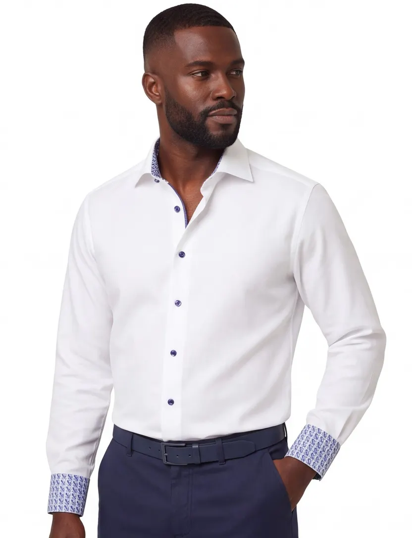 Overhemd Eton Classic Fit wit katoen