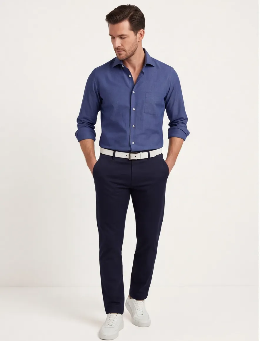 Eton classic fit overhemd blauw katoen