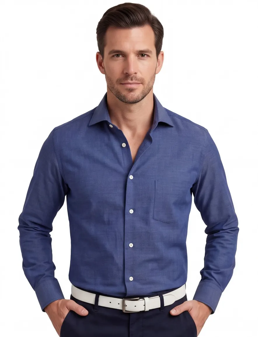 Eton classic fit overhemd blauw katoen