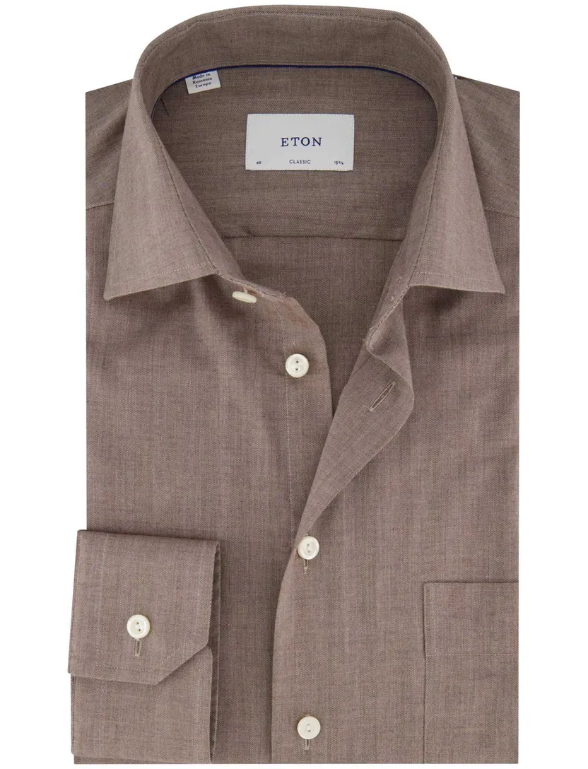 Eton classic fit overhemd katoen taupe