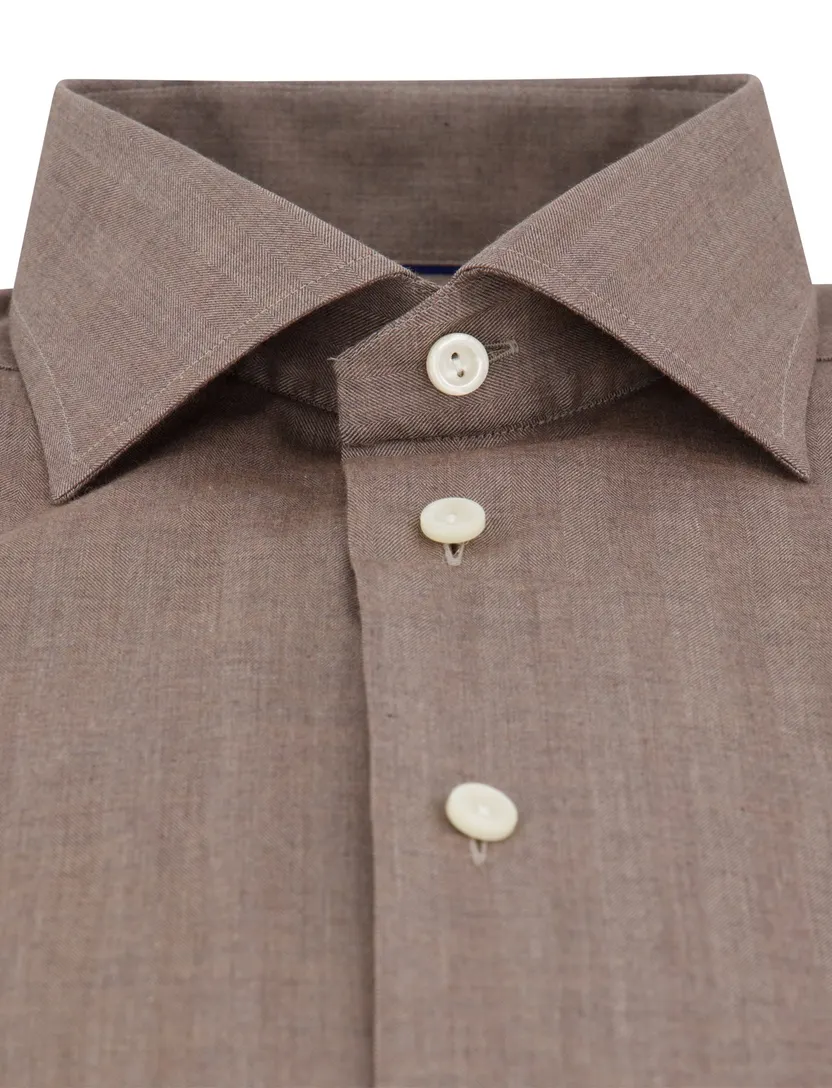 Eton classic fit overhemd katoen taupe