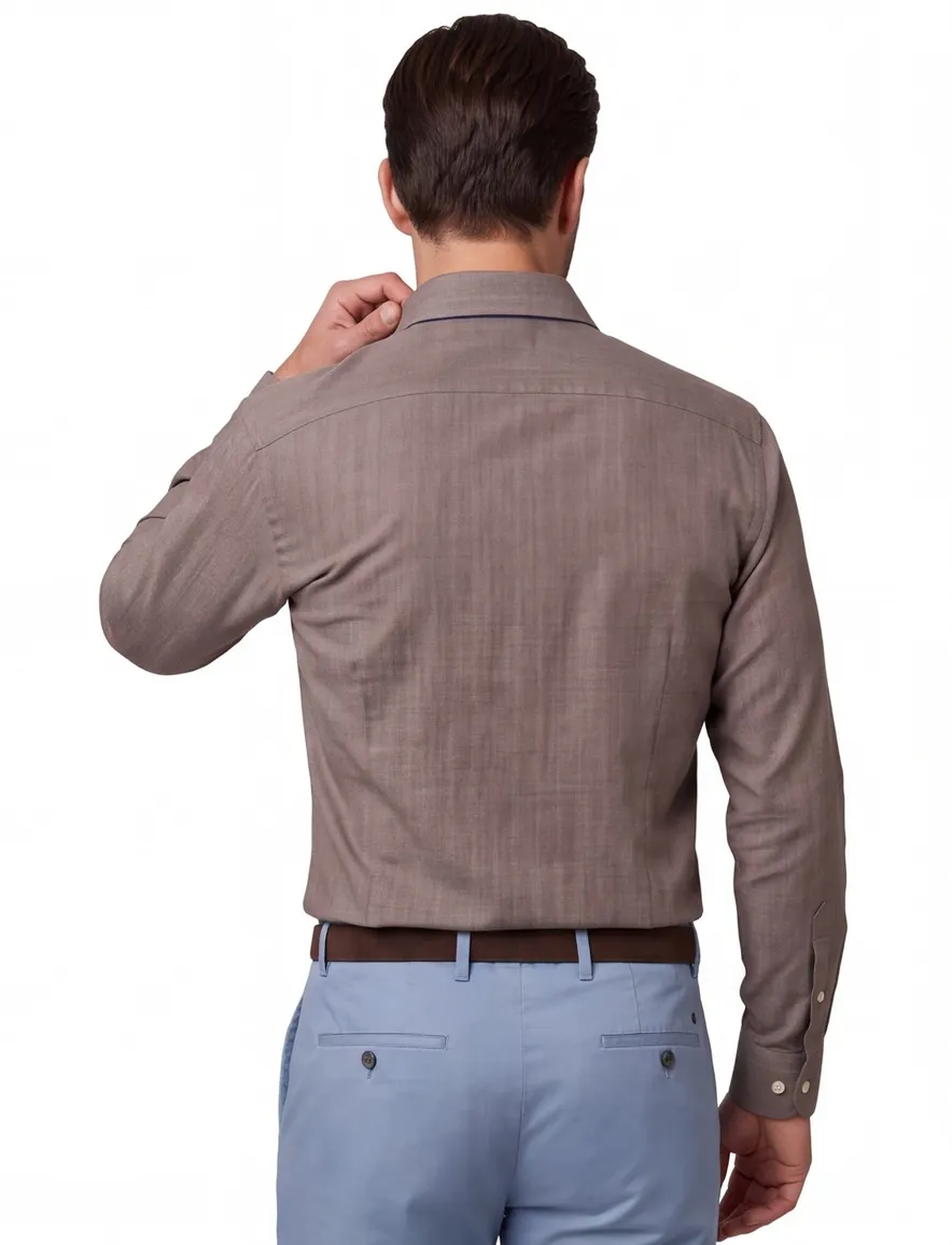 Eton classic fit overhemd katoen taupe