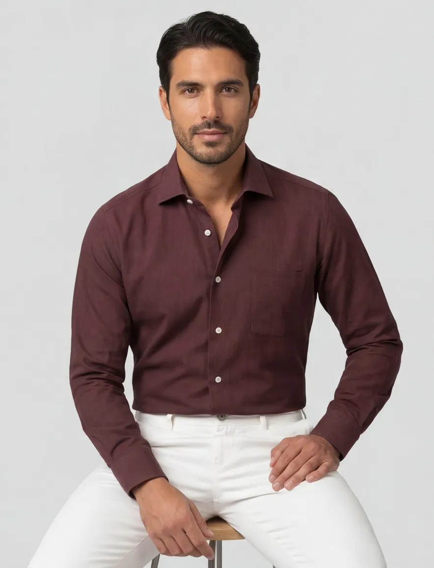 Eton classic fit overhemd katoen bordeaux