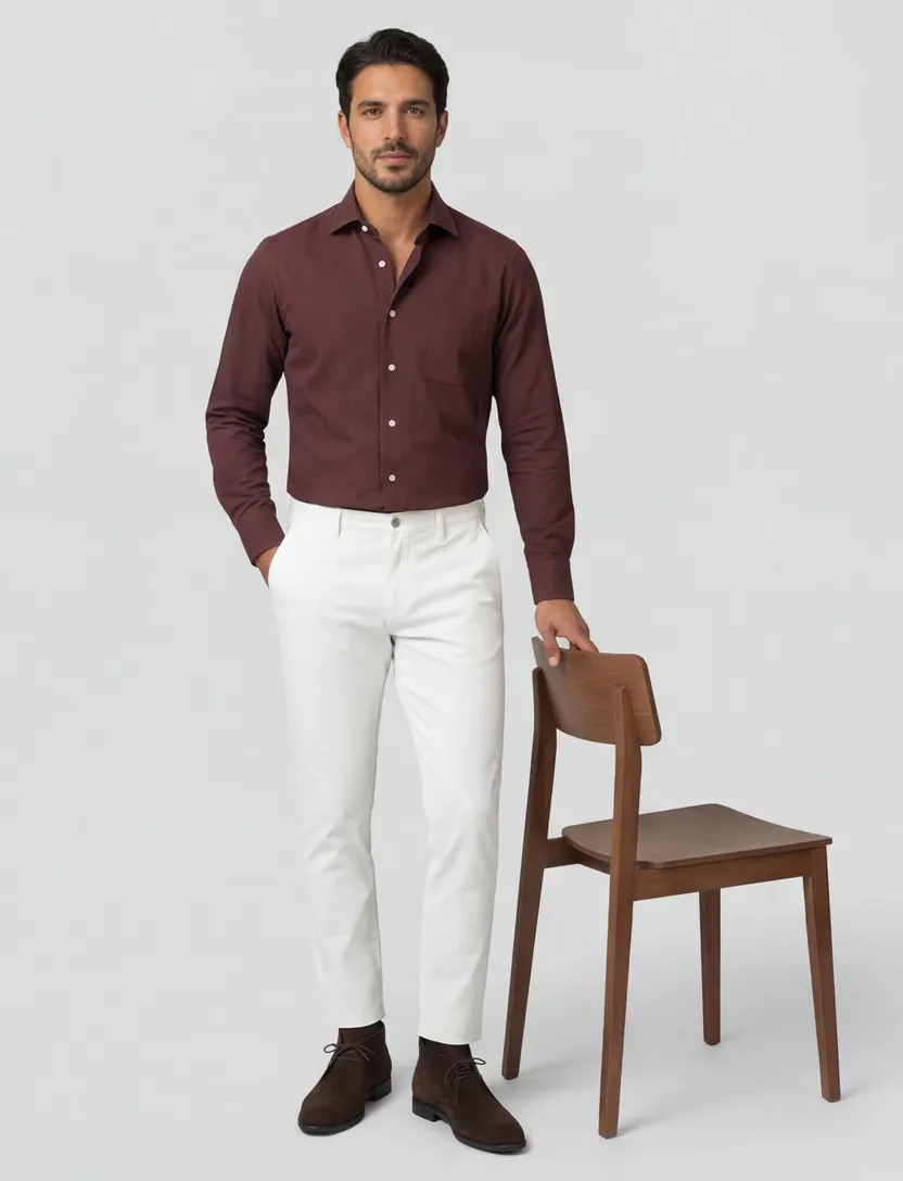 Eton classic fit overhemd katoen bordeaux